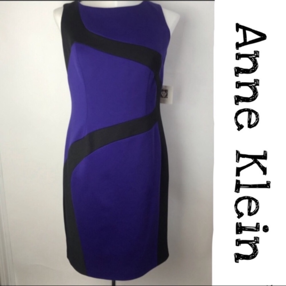 Anne Klein Violet Sleeveless Black Midi Dress